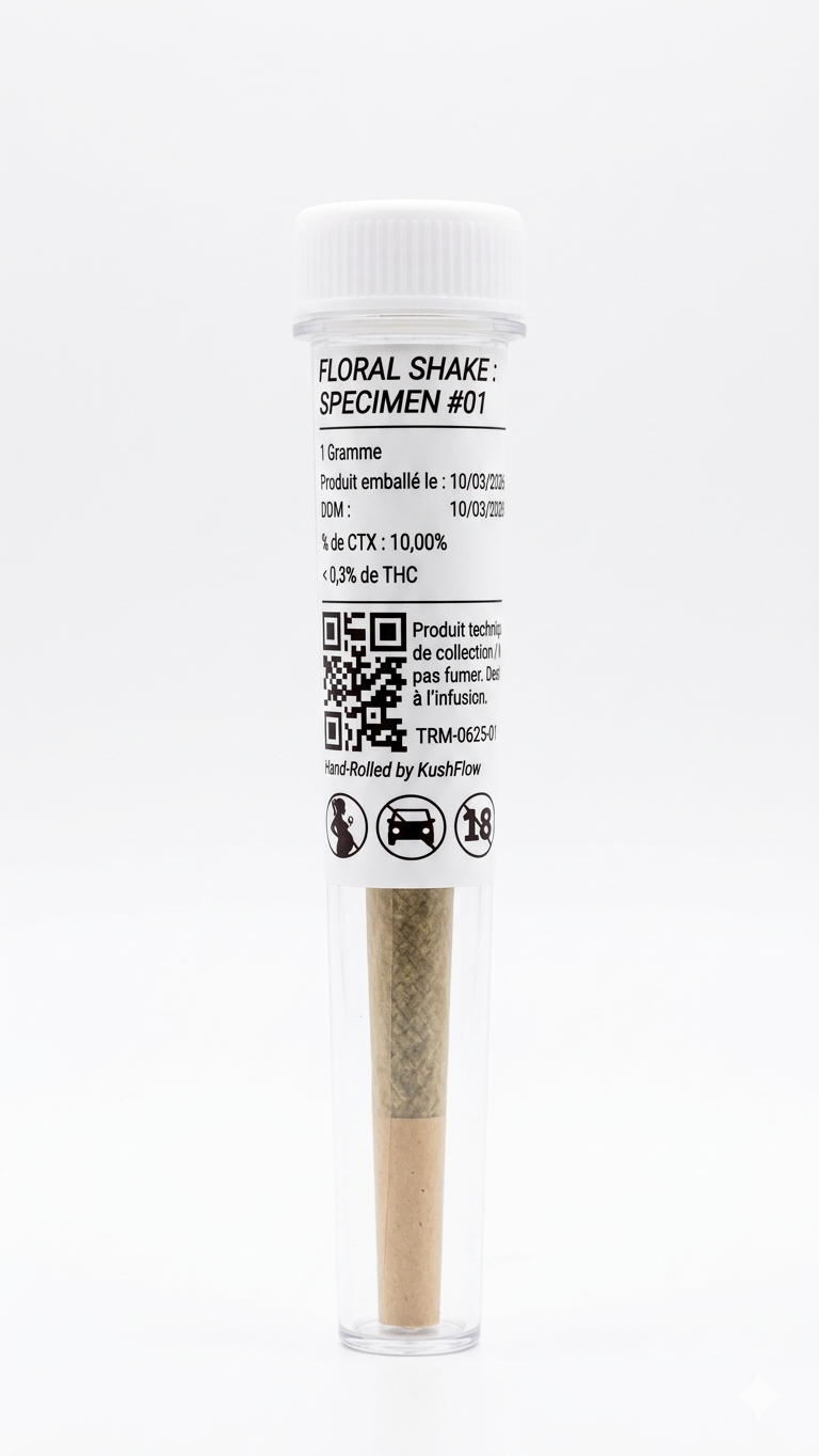 Fleur de chanvre CTX Specimen #01 KushFlow, format préroll premium prêt-à-l'emploi et 100% légal.